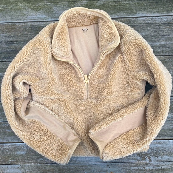 ALO Yoga - Sherpa Half Zip Pullover - Camel - Size S - Picture 2 of 2